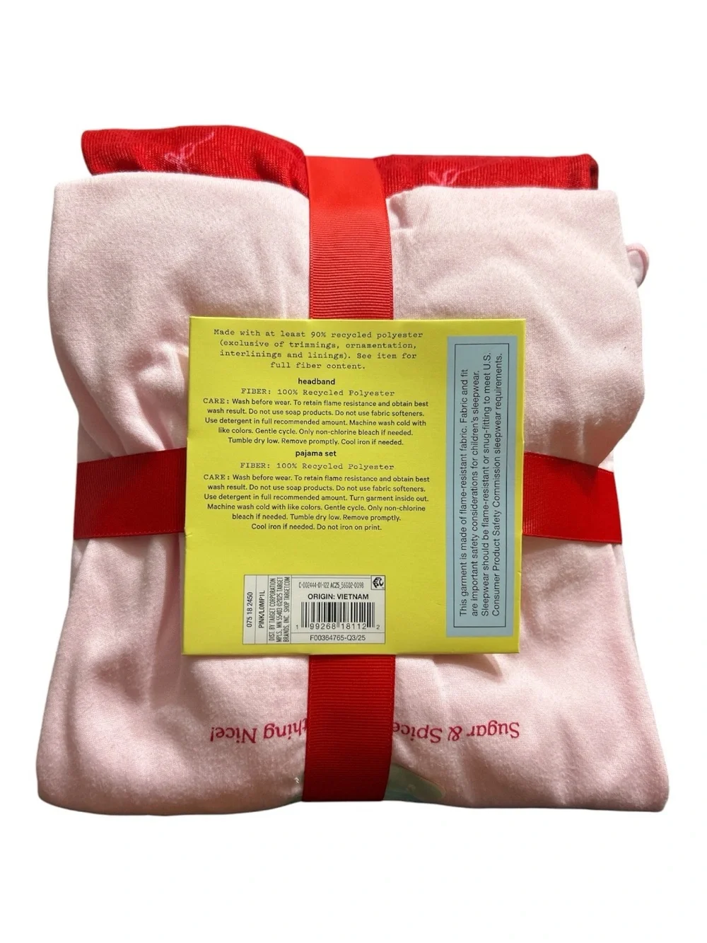 Art Class Long Sleeve Pajama Set With Pink Headband 3 Piece Set NEW Large 10/12